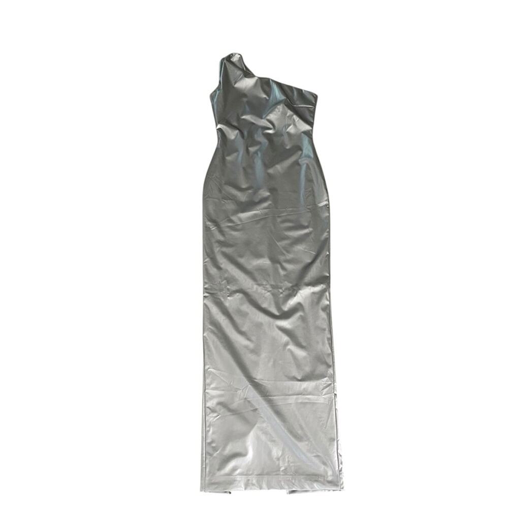 ATTEM Metta Conchetta Silver Metallic One Shoulder Long Maxi Dress size medium - Picture 8 of 11